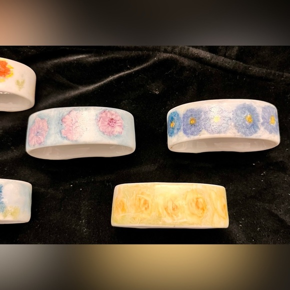 Polish Napkin Rings Holders Dining Hand Painted Porcelain Ceramic Gift Floral - Picture 3 of 16
